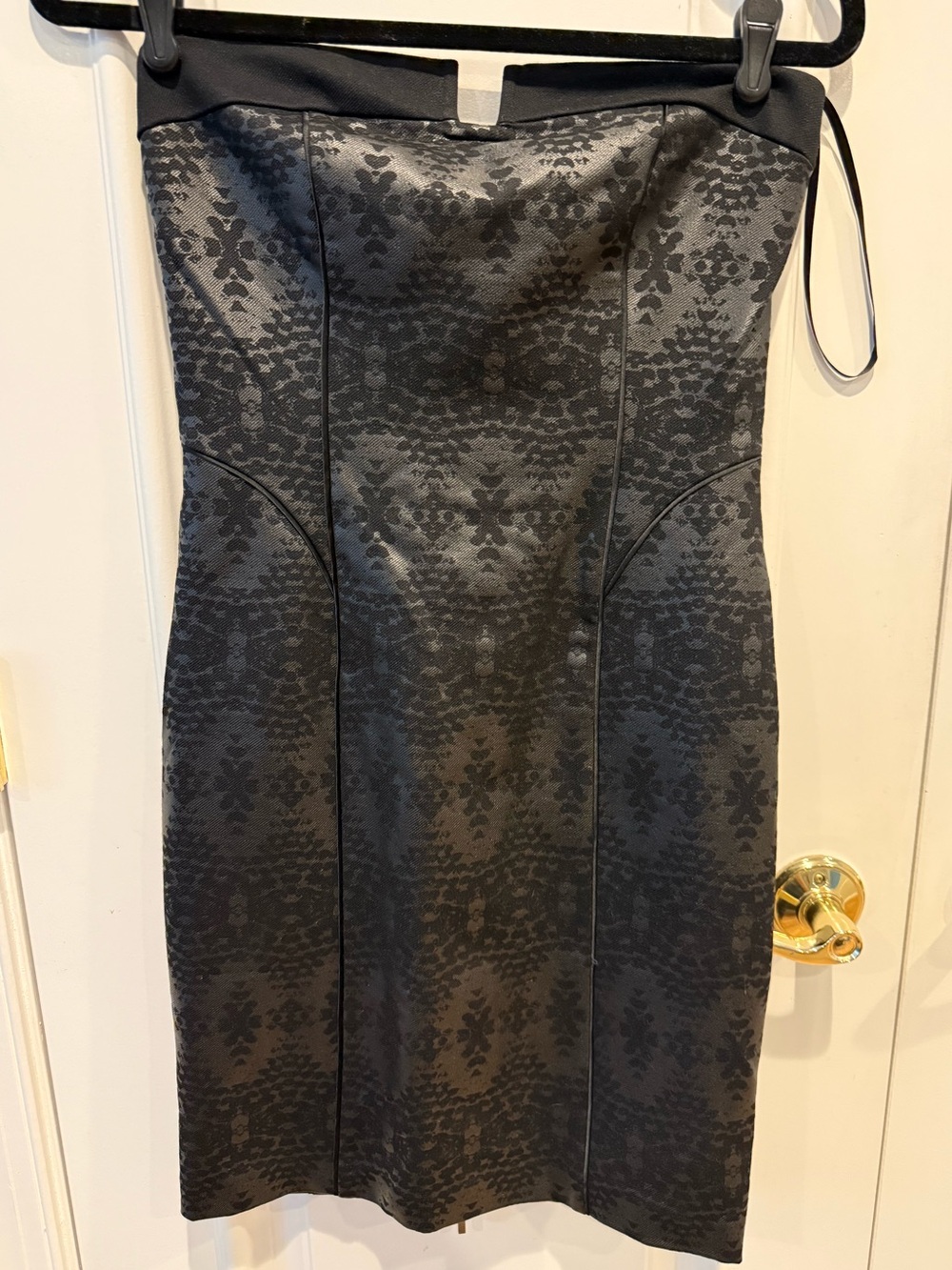Brand new w/tags Armani Exchange Black Strapless Jacquard Sheath Dress